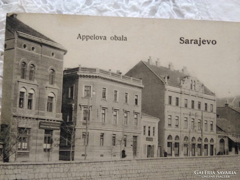 Antique postcard / advertising card, sarajevo, buildings, menthol alcohol advertising / sarajevo