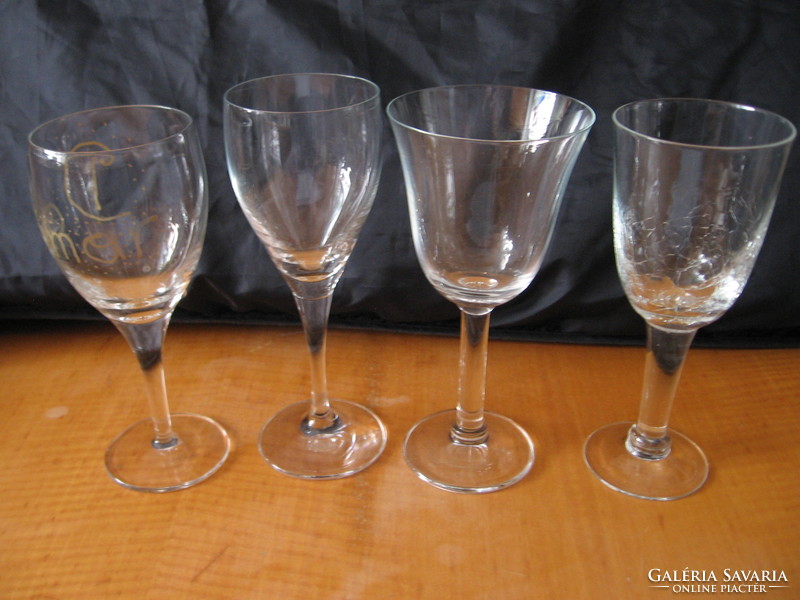 3 champagne glasses, wine glass, candle holder, decoration