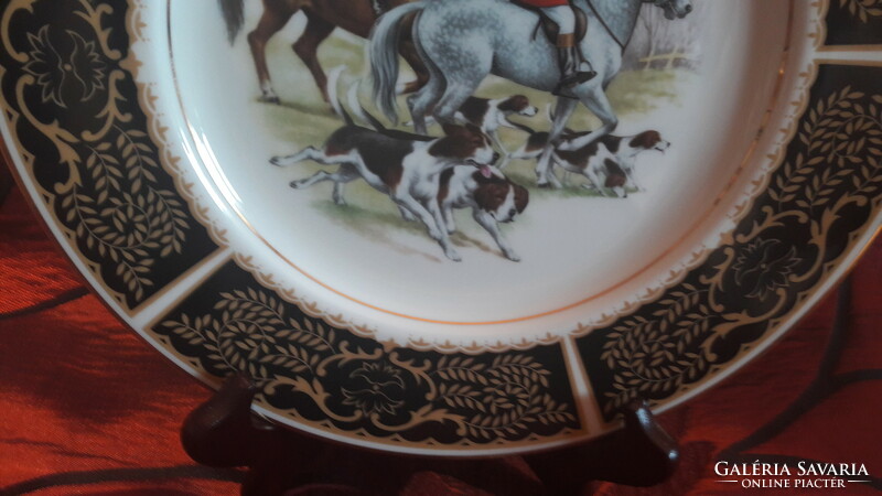 Horse beagles hunter decorative plate, large porcelain bowl (m2911)