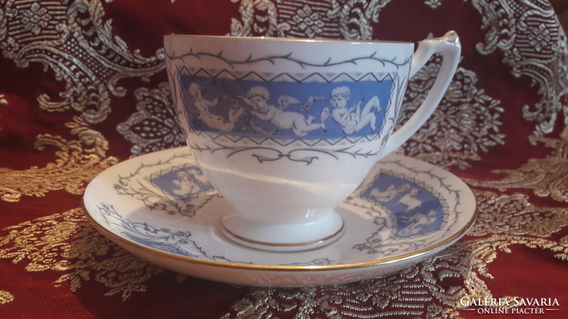Régi puttós teás csésze tányérral (M2901)
