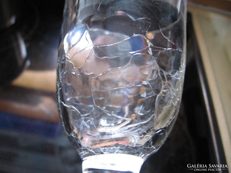 Cracked glass artistic goblet with candle holder