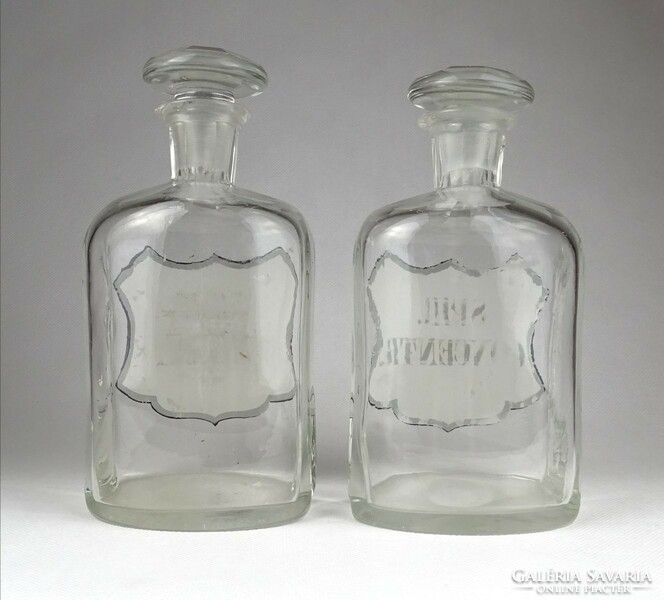 1I615 Régi gyógyszertári patika üveg csiszolt üveg pár 19.5 cm