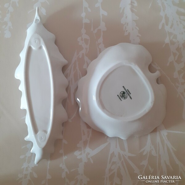 White porcelain leaf offering set (2pcs)