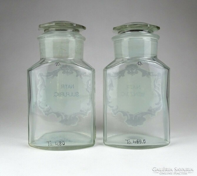 1I616 Régi gyógyszertári patika üveg pár 18 cm