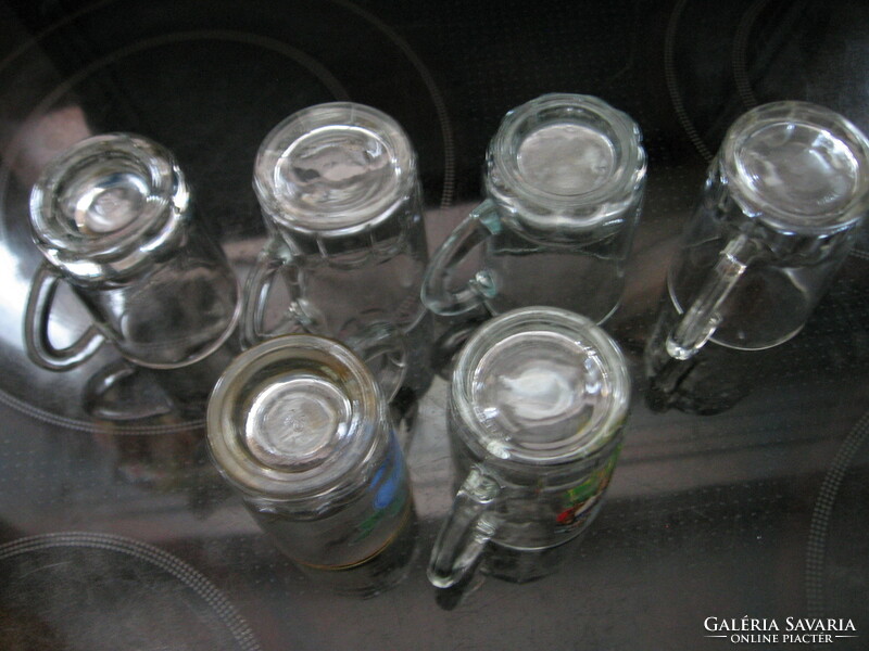 6 db retro üveg gyerek bögre, mokkás, pálinkás csésze francia és jugoszláv