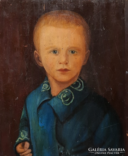 Gyermekportré (olaj, fa, 39x32 cm) kisfiú portréja