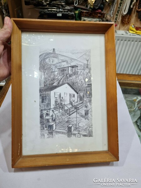 Pencil drawing in frame