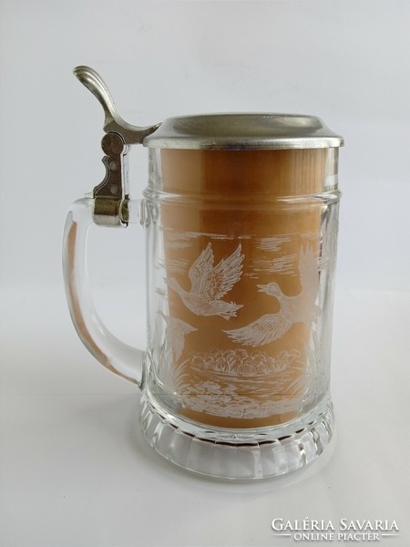 Beer mug with hunter scene and lid