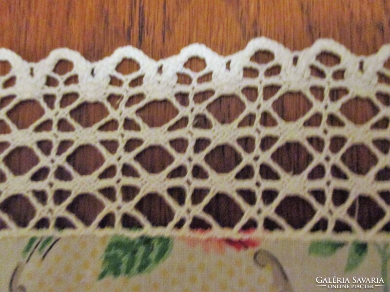 2 Old rose tablecloths with hand-crocheted border, handmade