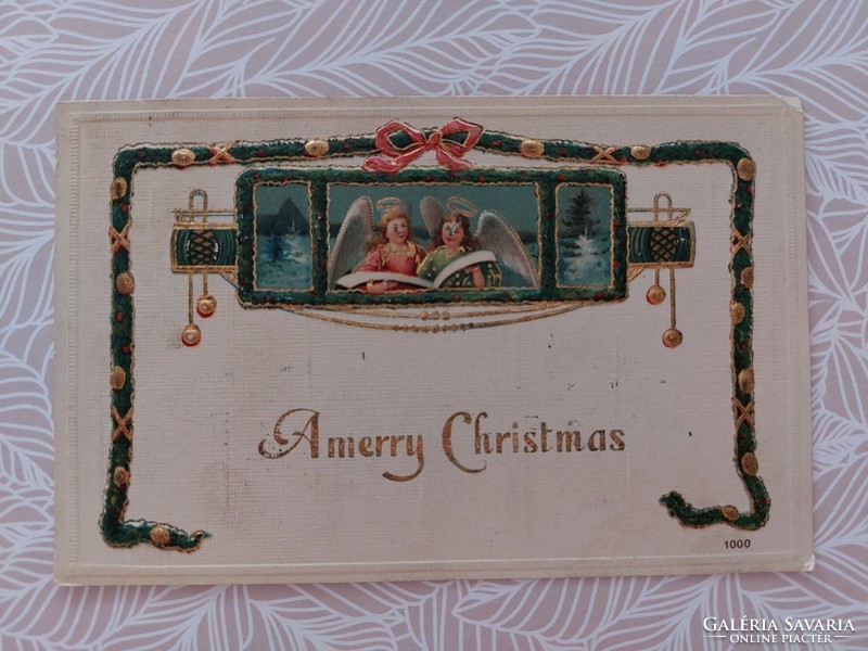 Old Christmas Embossed Postcard Angel Postcard