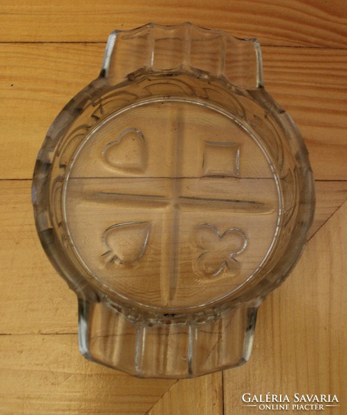 French card pattern in glass ashtray with ashtray shrink