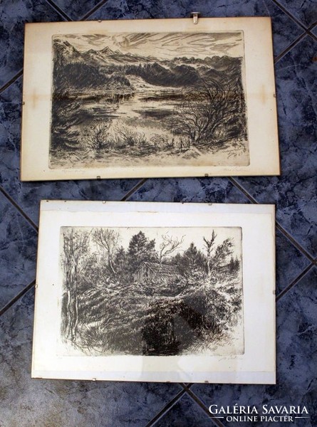 2 Landscape etchings