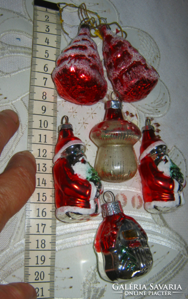 5 db retro üveg   karácsonyfa dísz figurák télapó  házikó fenyőfa