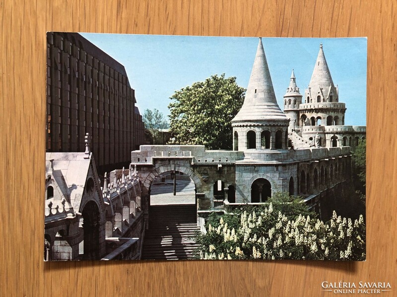 Budapest - hilton hostel with fishing bastion postcard - post office clean