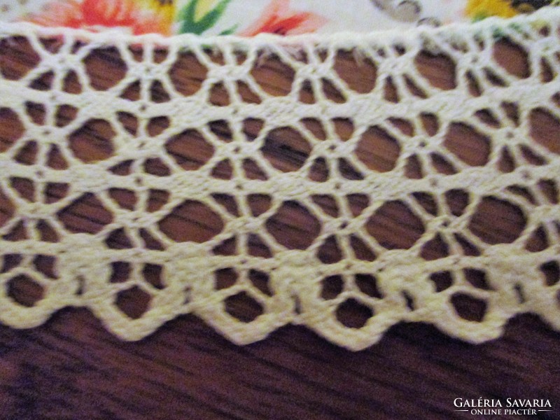 2 Old rose tablecloths with hand-crocheted border, handmade