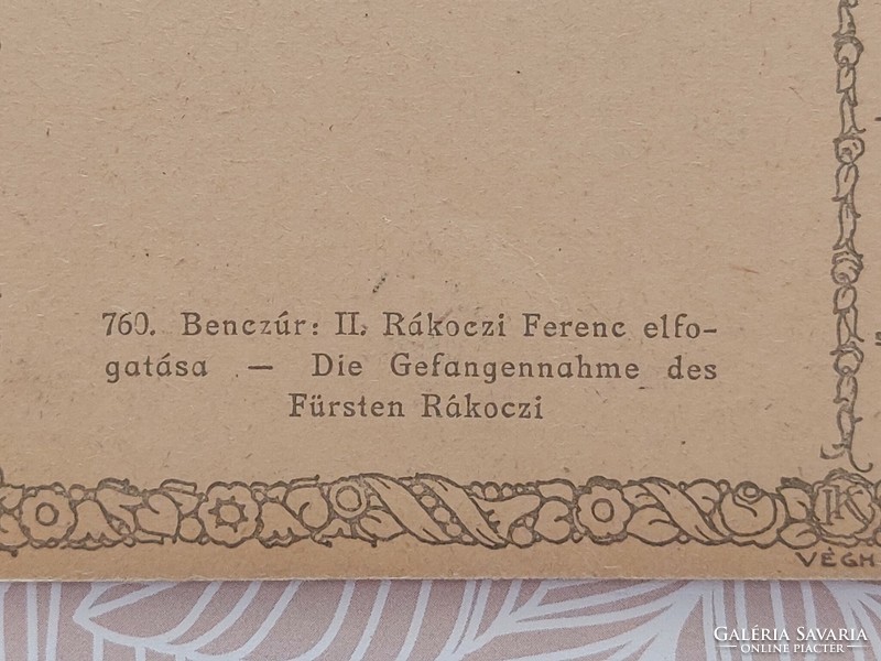 Old postcard Hungarian art postcard insert: ii. The capture of Ferenc Rákóczi