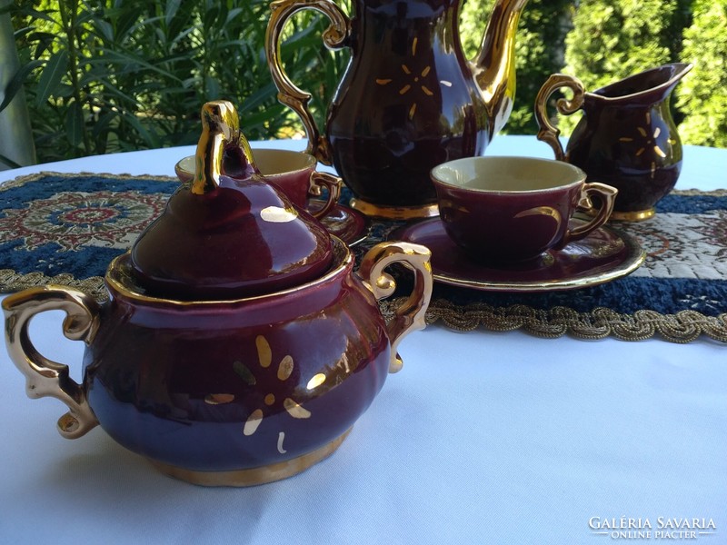 Eosin glazed old coffee set for two