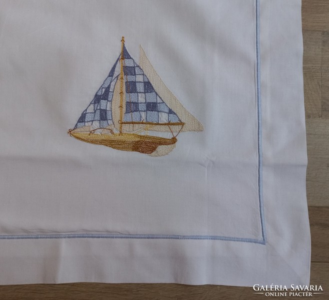 Pillow cover with a sailing ship pattern