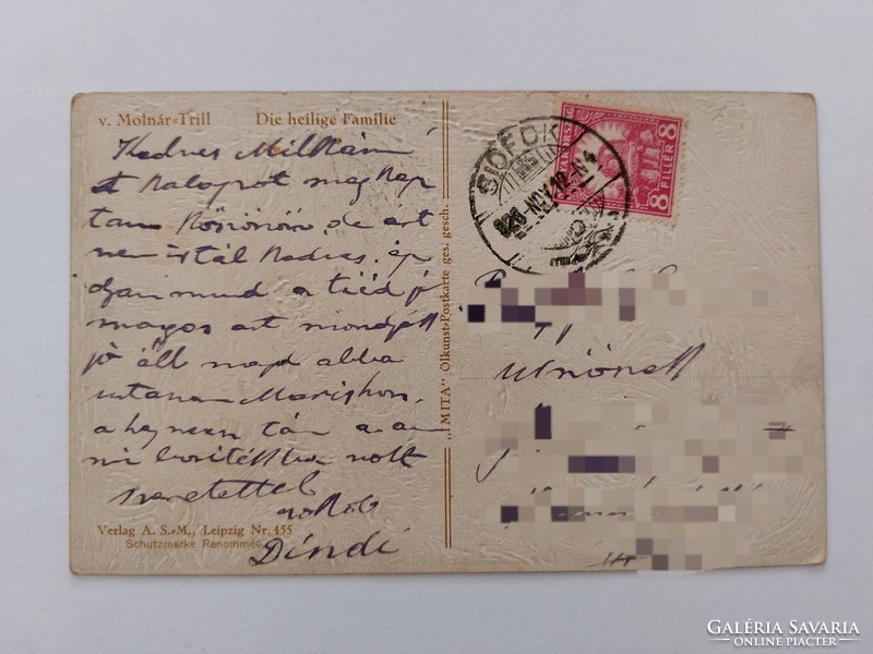 Régi képeslap 1926 Szent Család Molnár-Trill művészi levelezőlap
