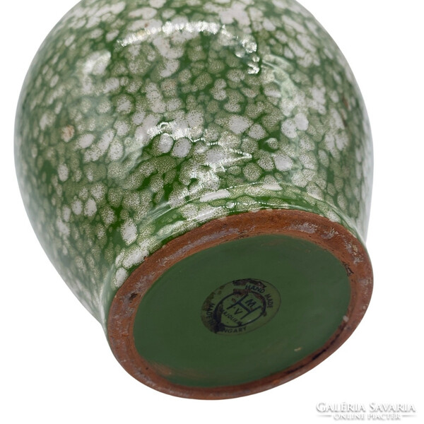 Retro hmv green polka dot vase