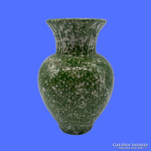 Retro HMV zöld pöttyös váza
