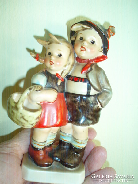 Antique hummel small porcelain figure-sibling pair