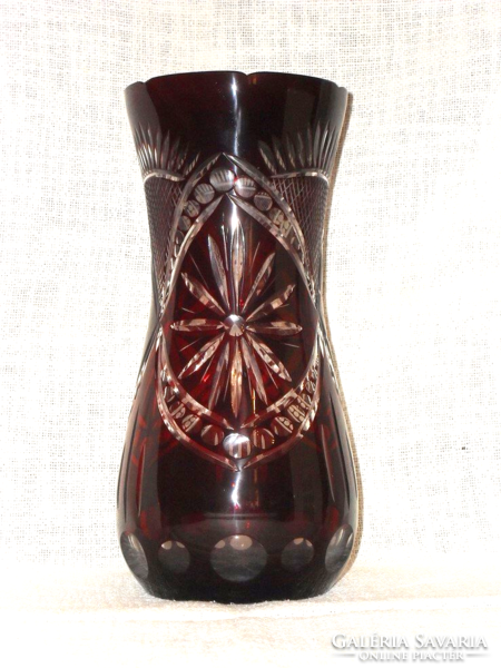 Burgundy polished glass vase ( dbz 0039 )