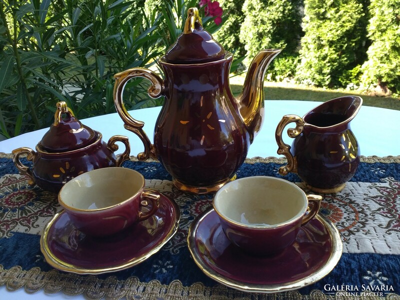 Eosin glazed old coffee set for two