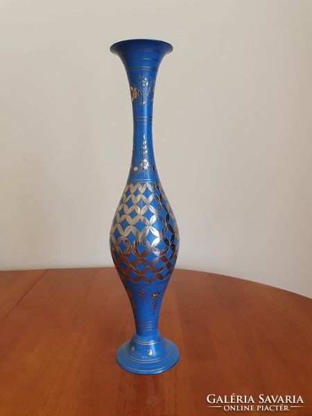 Oriental blue metal vase, 37 cm high