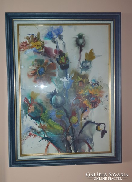 Natalia bejenaru large painting in a decorative glazed frame 63x83 cm