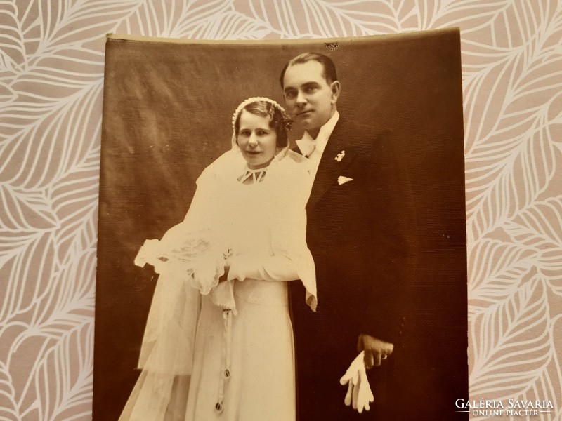 Régi esküvői fotó 1936 menyasszony vőlegény fénykép