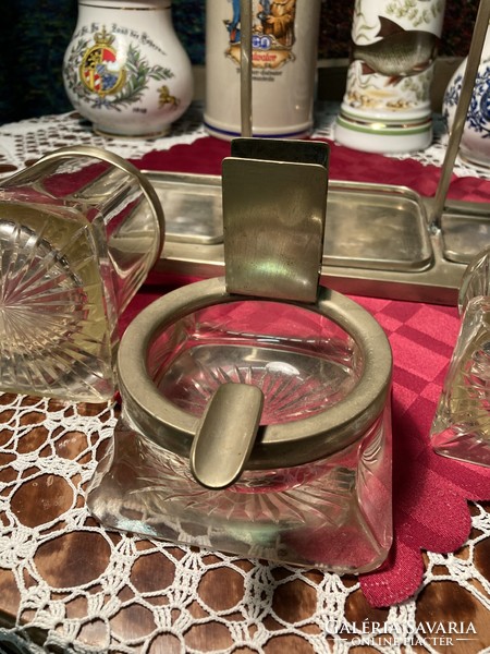 Art deco table smoking set with cigar holder.
