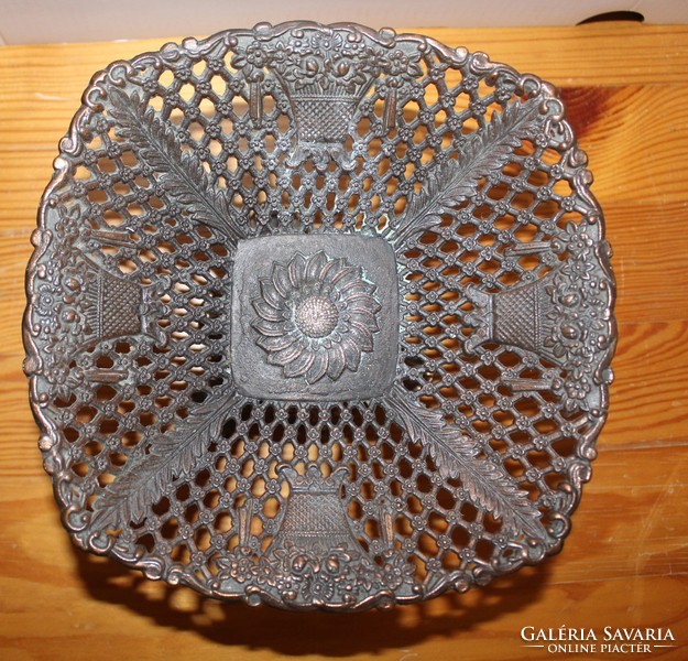 Copper openwork bowl serving centerpiece