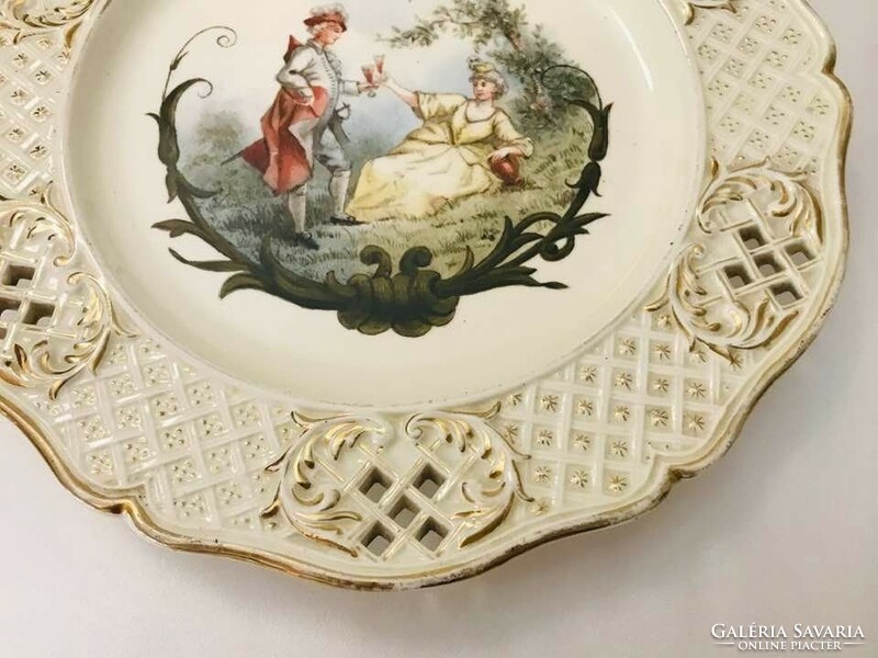 Antique waechtersbach decorative plate with openwork rim