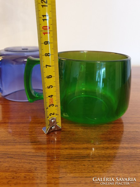 Retro műanyag bögre kék zöld fehér nagy csésze 3 db