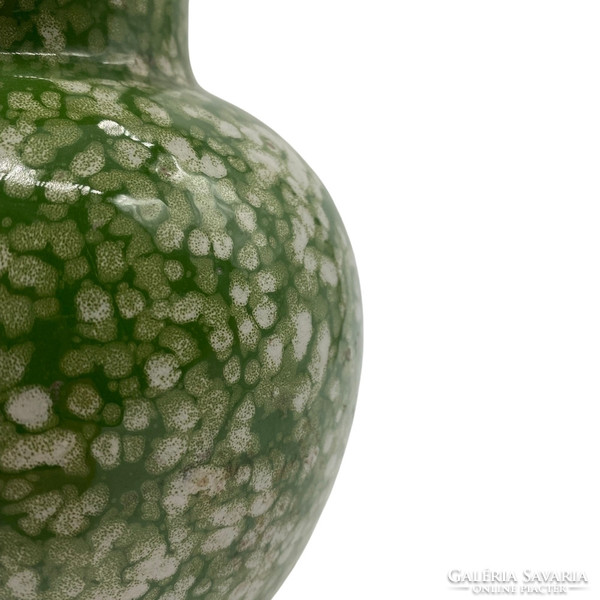 Retro hmv green polka dot vase