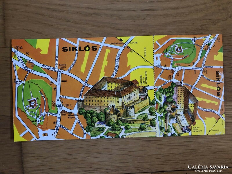SIKLÓS - Vár, térkép képeslap belépővel - postatiszta