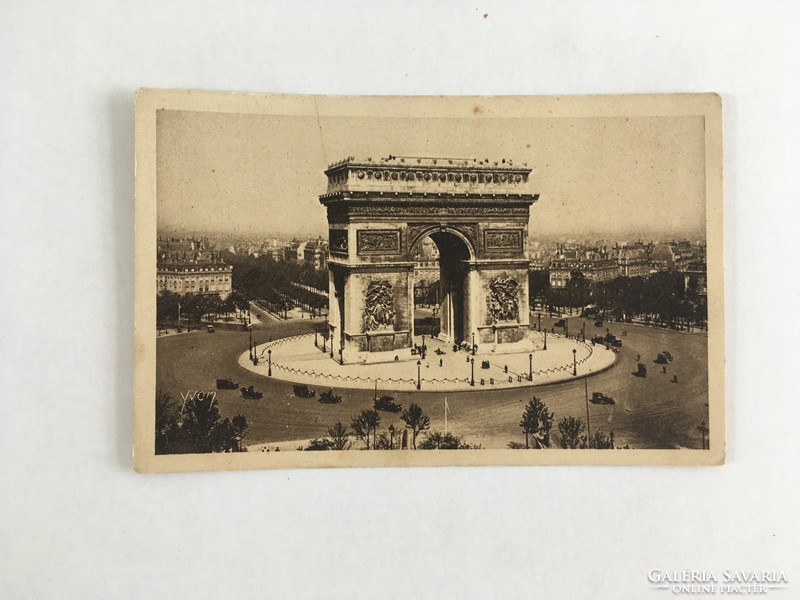 Antik, régi, postatiszta, francia képeslap - Párizs, Diadalív '20-as / '30-as évek