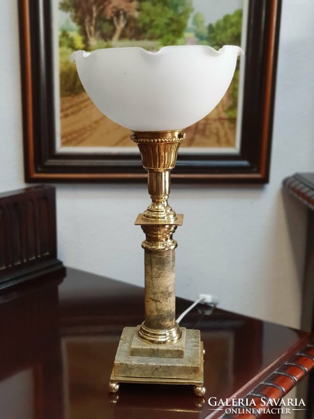 Copper and marble table lamp