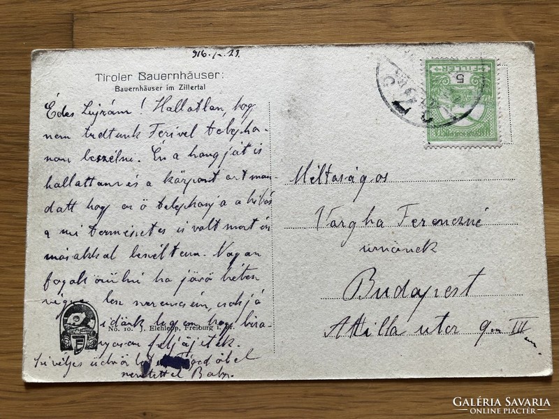 Antik TIROL - ZILLERTAL - Parasztházak képeslap  -  1916