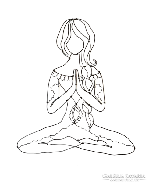 Meditációs jóga póz - fali dekoráció drótból - Spirituális design ajándékötlet - Namaste