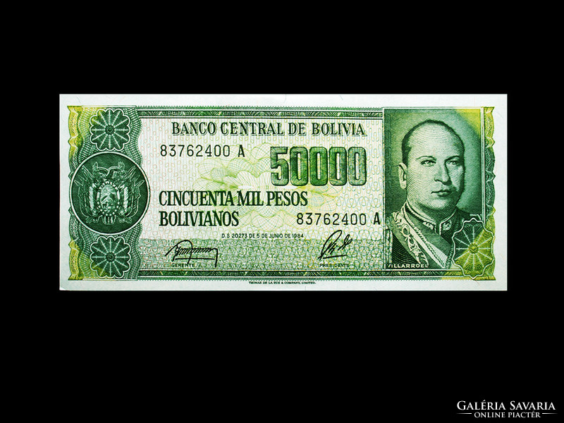 UNC - 50 000 PESO - BOLIVIA - (Gualberto Villarroel López)