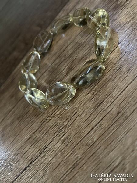 Real mineral bracelet, polished lemon quartz