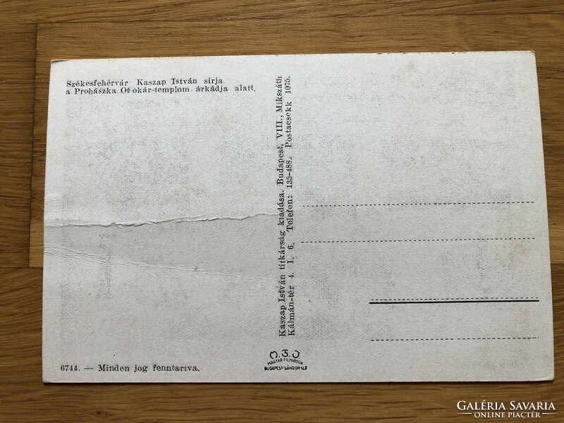 SZÉKESFEHÉRVÁR - Kaszap István sírja   képeslap  -  Postatiszta