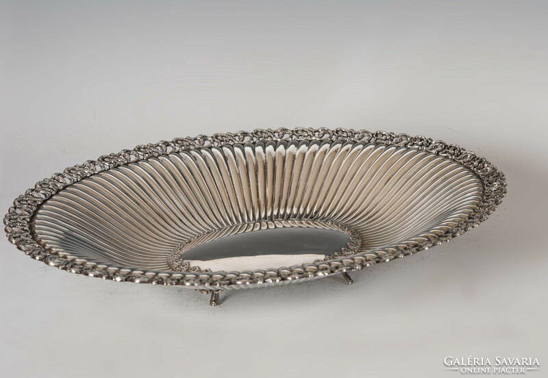 Silver lace-edged table centrepiece