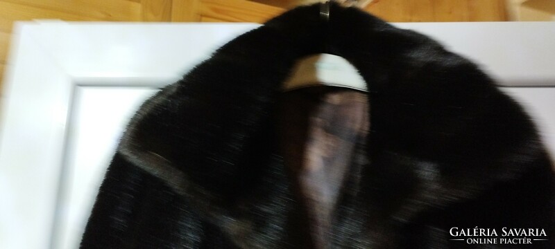 Elegant, deep brown, long mink fur coat with mink fur hat for sale!
