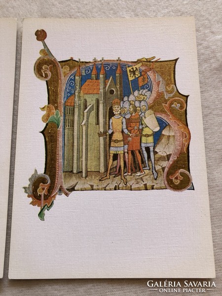 3 db Képes Krónika, XIV. század  képeslap -  Postatiszta
