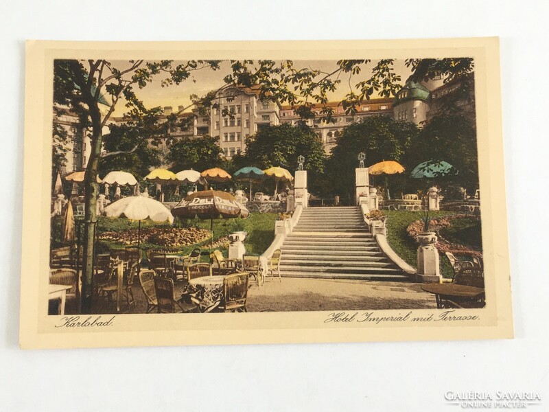 Antik, régi postatiszta, színes képeslap (Karlovy Vary) Karlsbad, Hotel Imperial 1900-as évek eleje