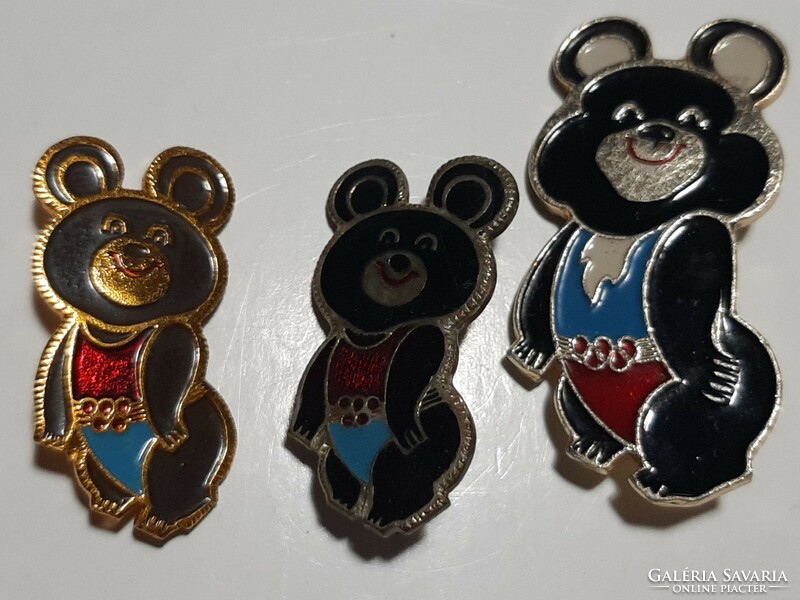 1980 - Olympic mascot misa bear badges 3 pcs