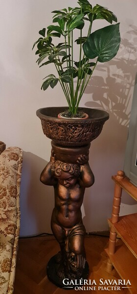 Large 110cm plaster putty planter with Greek pattern